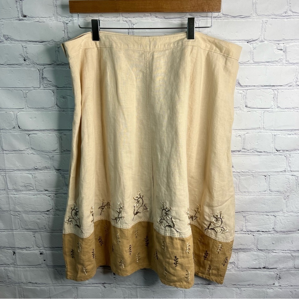 J. Jill Embroidered Floral Linen Skirt 18